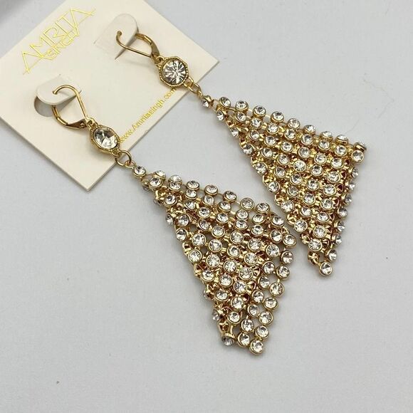 Amrita Singh Crystal Gold Drop Earring - Picture 1 of 9